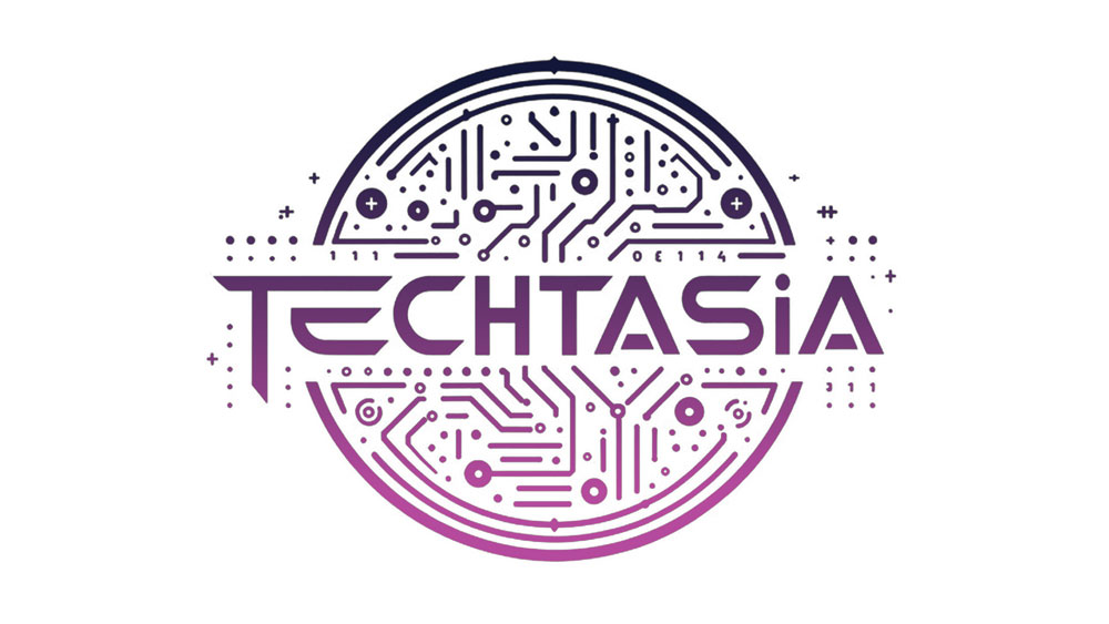 Techtasia logo featuring circuit patterns, symbolizing AI integration solutions and technology partnership with CloseBot.
