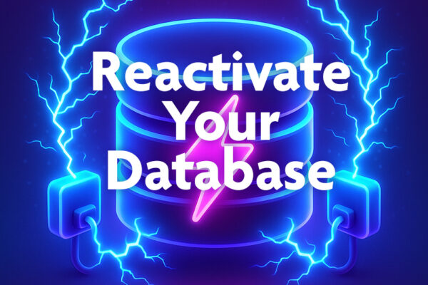 Reactivate Your Database graphic with lightning bolts and a stylized database icon, emphasizing AI appointment setter strategies for improved business efficiency.