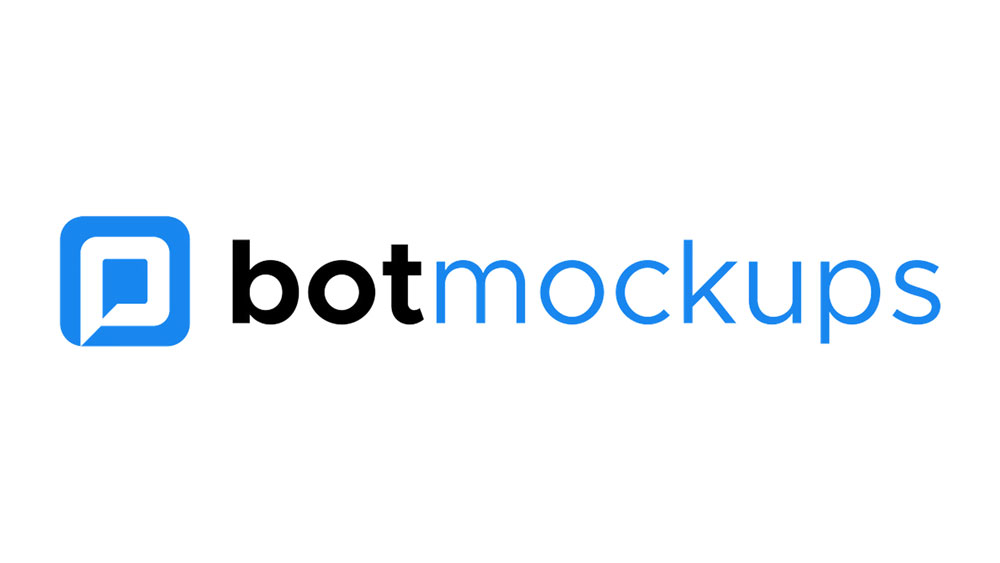 Botmockups logo featuring a blue speech bubble icon and the text "botmockups" in a modern font, representing a service for creating interactive demos of AI chatbots.