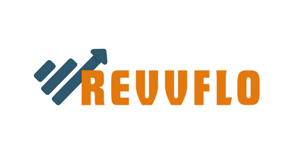 Revvflo logo featuring an upward arrow symbolizing growth and automation in business services.