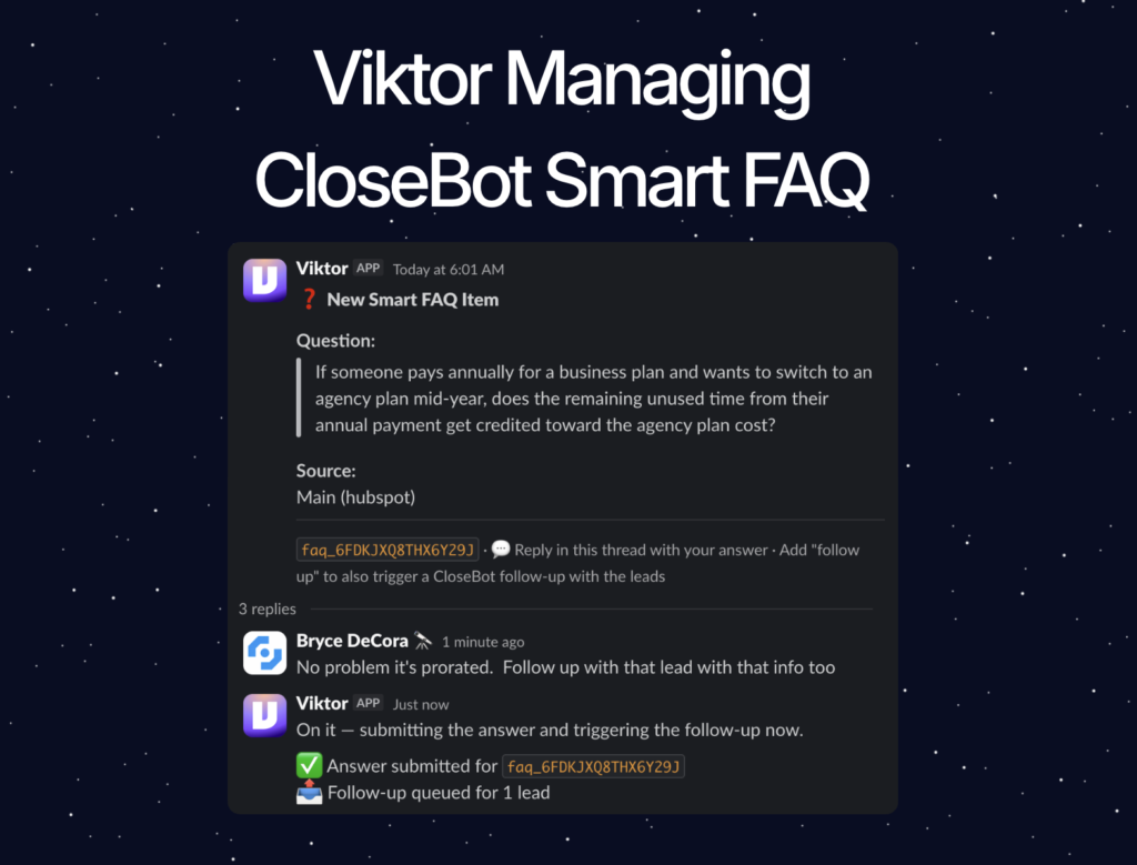 viktor managing smart faq closebot