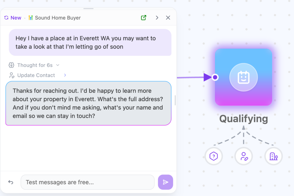 closebot testing with a real estate lead