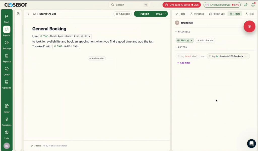 closebot setting up filters for sales ai to know when to reply to database reactivation replies